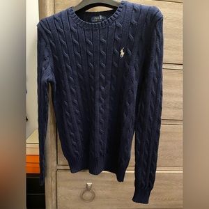Ralph Lauren navy blue cable knit sweater. Size small